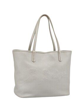 BVLGARI Tote Bag Leather Gray Gold
